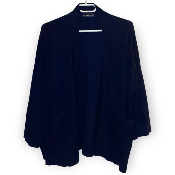 - ZARA Navy Knit 3/4 Sleeve Open Cardigan - Picture 2 of 9